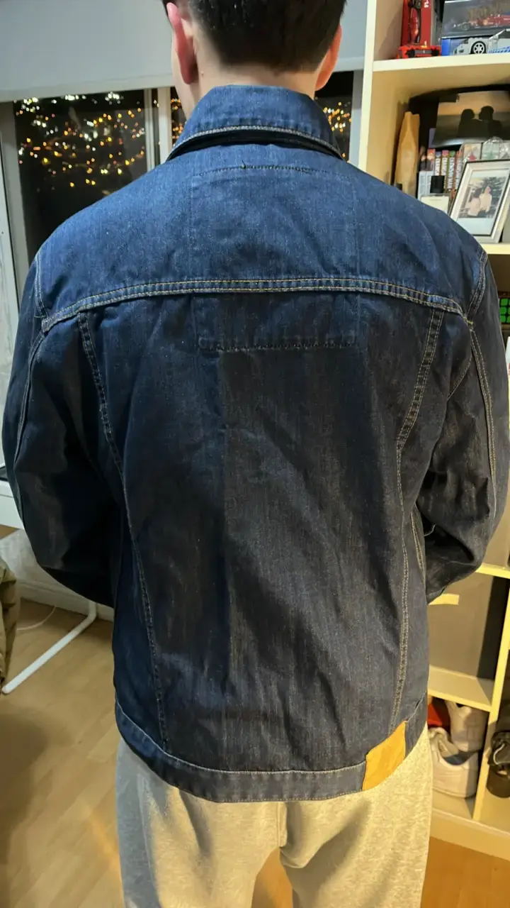 Chaqueta de mezclilla azul para hombre - 3