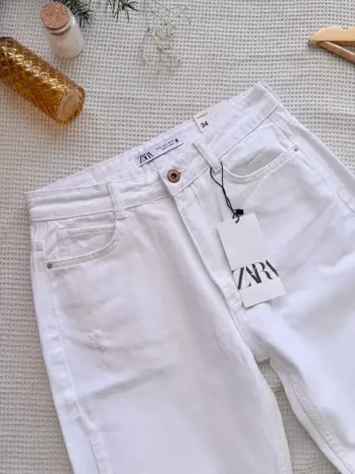 Jeans blancos rotos Zara mujer - miniatura 2