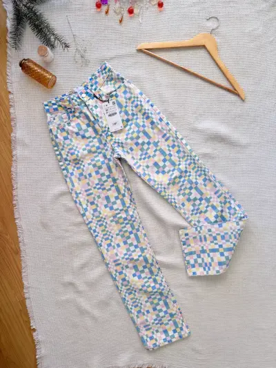 Pantalones Zara  estampados a cuadros coloridos 32 - miniatura 1