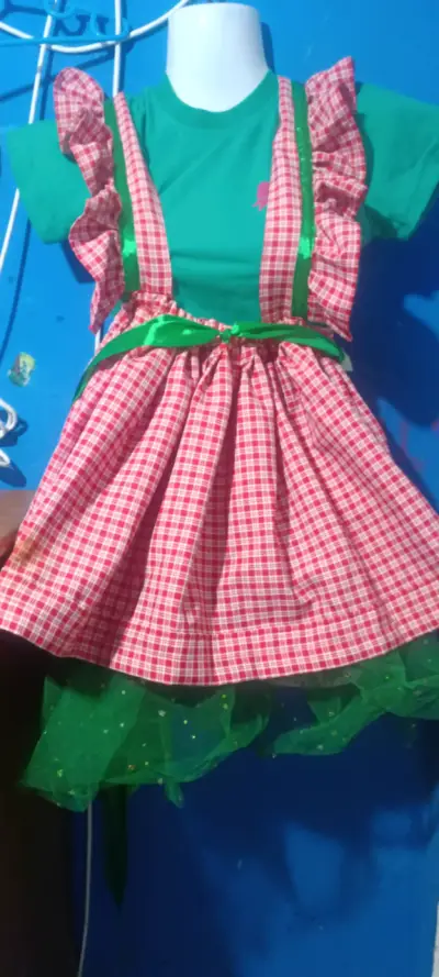 Disfras de duende verde y rojo para niña - miniatura 1