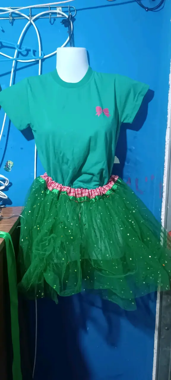 Disfras de duende verde y rojo para niña - 3