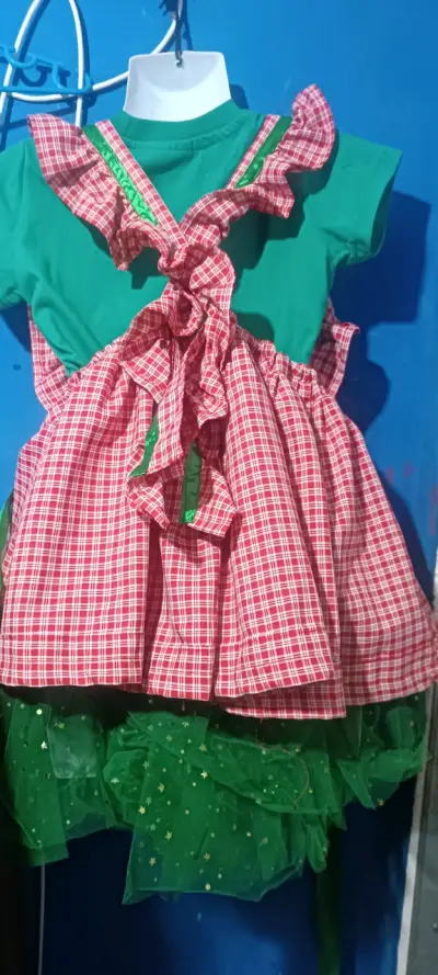 Disfras de duende verde y rojo para niña - miniatura 5
