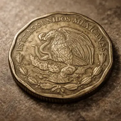 Moneda antigua de México con águila 50 centavos - miniatura 1