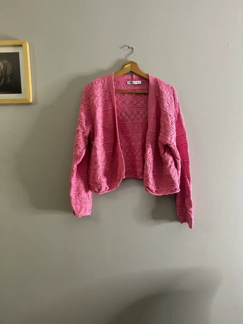 Cárdigan rosa tejido para mujer Zara