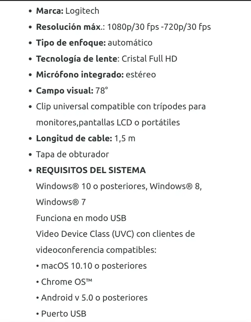 Cámara web Logitech HD 1080p con micrófono - 3