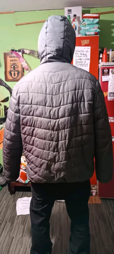 Chaqueta acolchada gris con capucha - miniatura 3