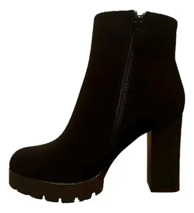 Botines negros de tacón alto con detalle dorado - miniatura 2