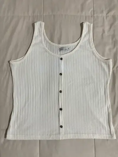 Polera sin mangas blanca con botones - miniatura 1