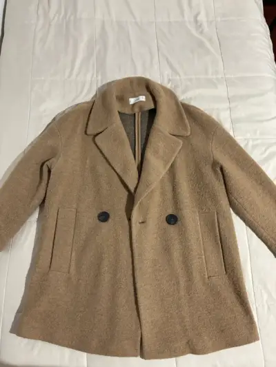 Abrigo de lana beige con botones - miniatura 1