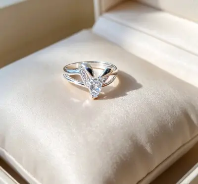 Anillo de plata con circonita brillante - miniatura 1