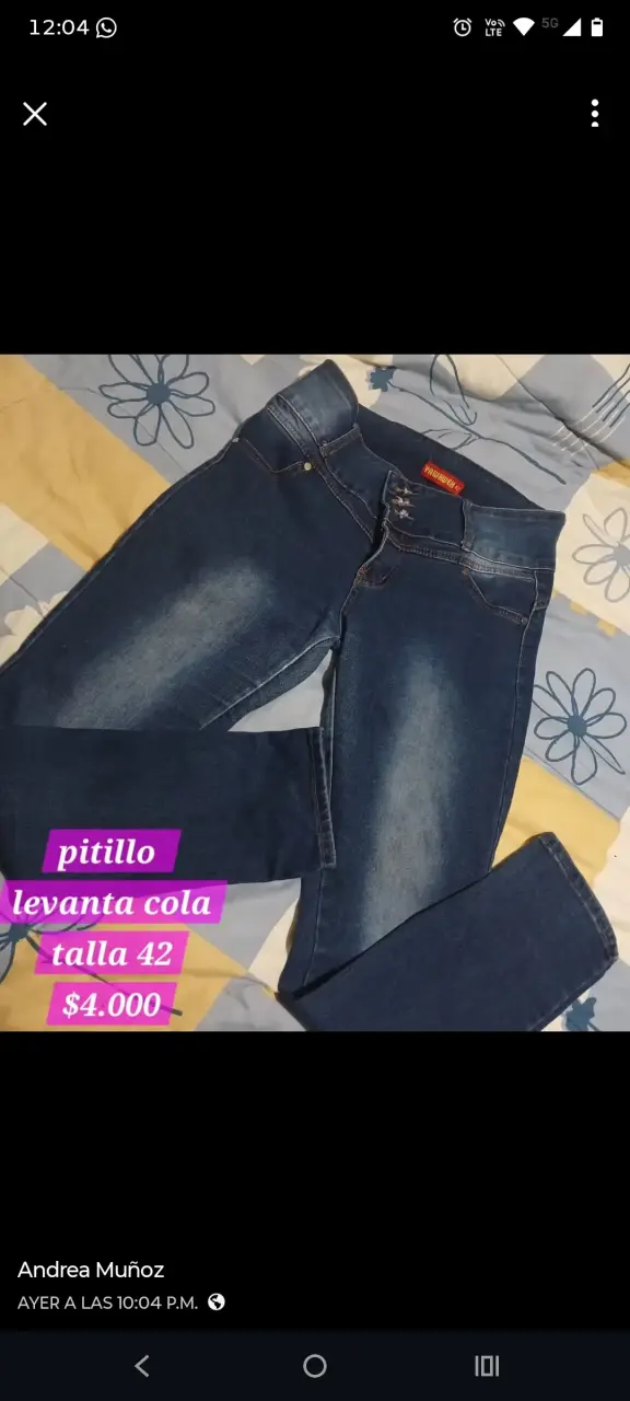 Jeans pitillo levanta cola talla 42