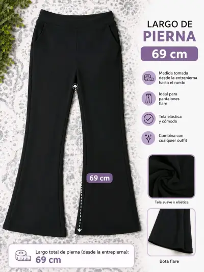 Pantalones flare negros elásticos - miniatura 1
