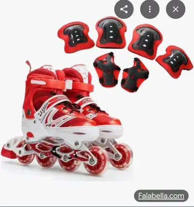Patines en línea rojos con protecciones - miniatura 1