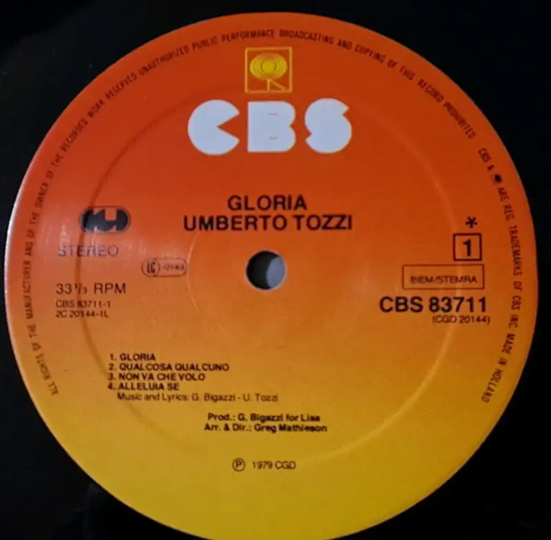 Vinilo Umberto Tozzi - Gloria - 4