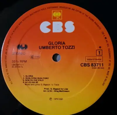 Vinilo Umberto Tozzi - Gloria - miniatura 4