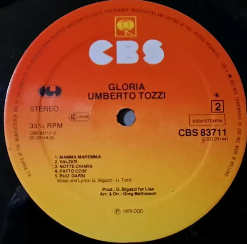Vinilo Umberto Tozzi - Gloria - 5
