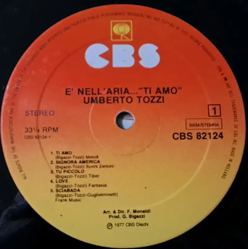 Vinilo - Umberto Tozzi - E' Nell' Aria - Ti amo - 4