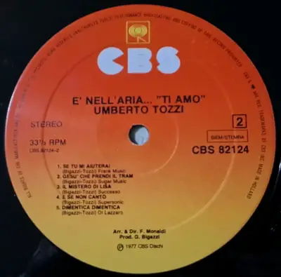 Vinilo - Umberto Tozzi - E' Nell' Aria - Ti amo - miniatura 5