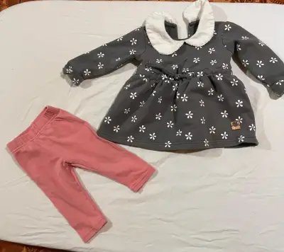 Conjunto infantil vestido y calza 4kids 6 meses - miniatura 1