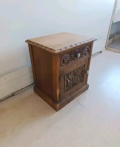 Velador de madera tallada vintage - miniatura 3