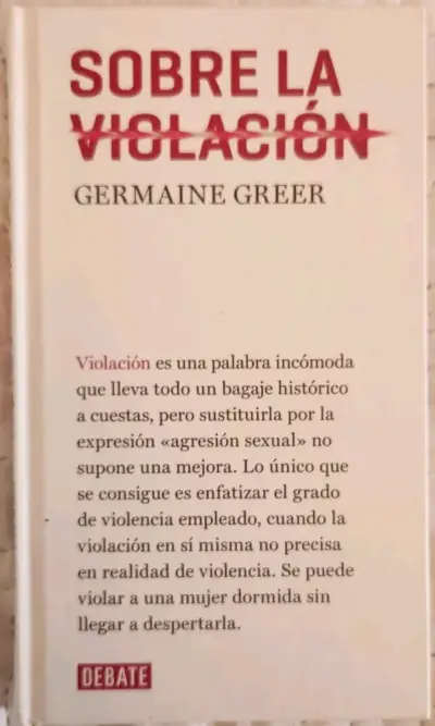 Libro 'Sobre la Vi*lación-  de Germaine Greer - miniatura 1