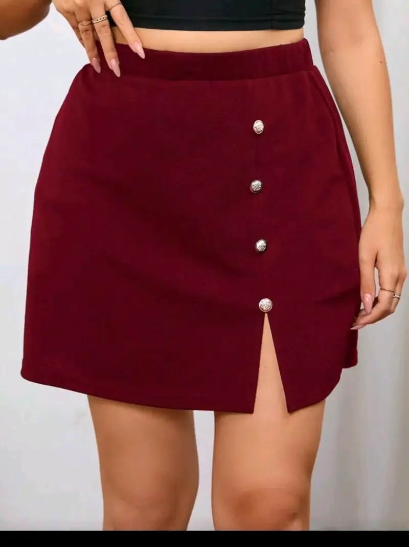 Falda burdeos con botones talla 4XL - 2