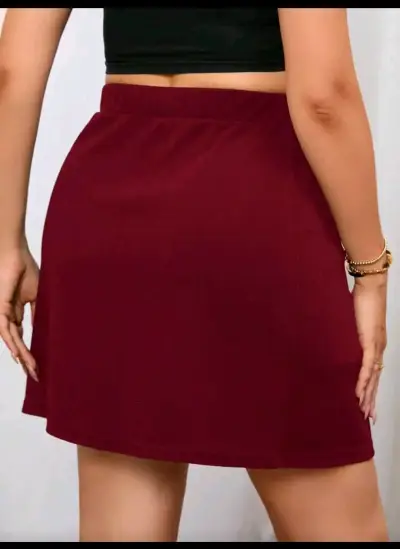 Falda burdeos con botones talla 4XL - miniatura 3