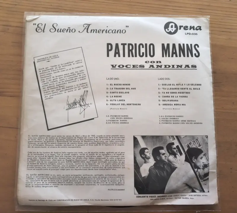 Vinilo Patricio Manns El Sueño Americano - 2