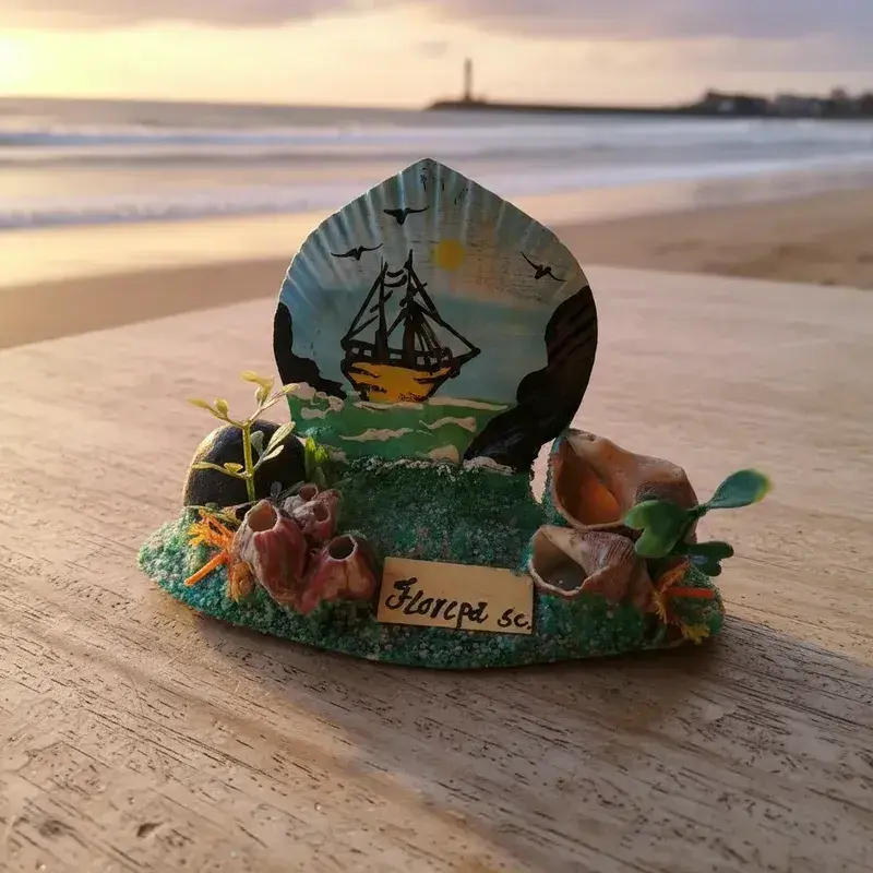 Souvenir brasilero de playa pintado a mano Floripa - 2