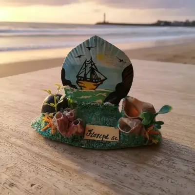 Souvenir brasilero de playa pintado a mano Floripa - miniatura 2
