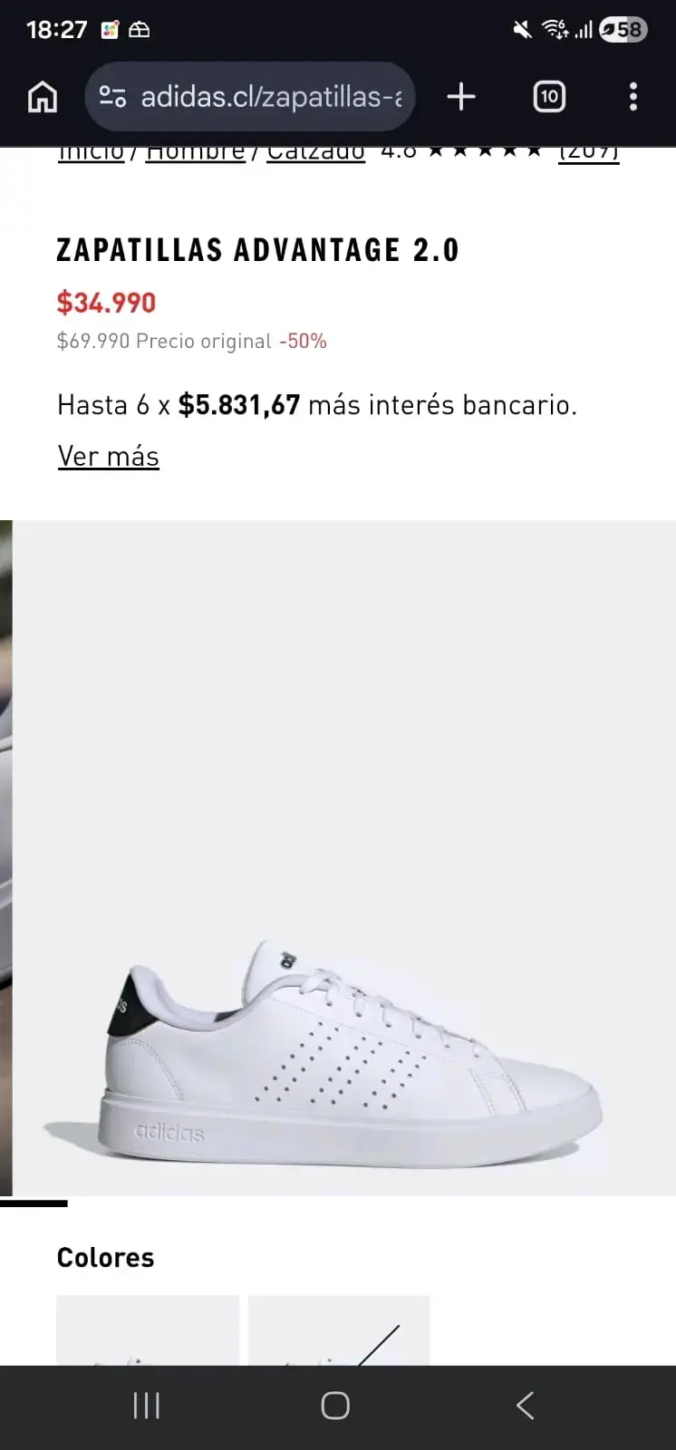 Zapatillas blancas Adidas modelo advantaje 2.0 - 2