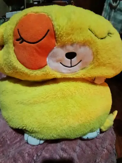 Saco dormirPeluche amarillo de perro sonriente - miniatura 1