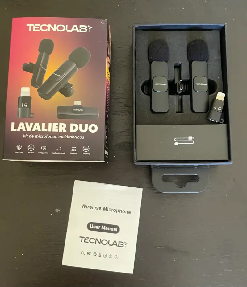 Kit de micrófonos inalámbricos Lavalier Duo Tecnolab