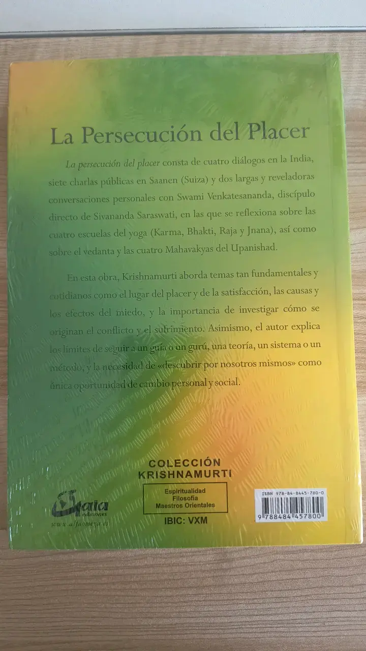 Libro 'La Persecución del Placer' de J. Krishnamurti - 2