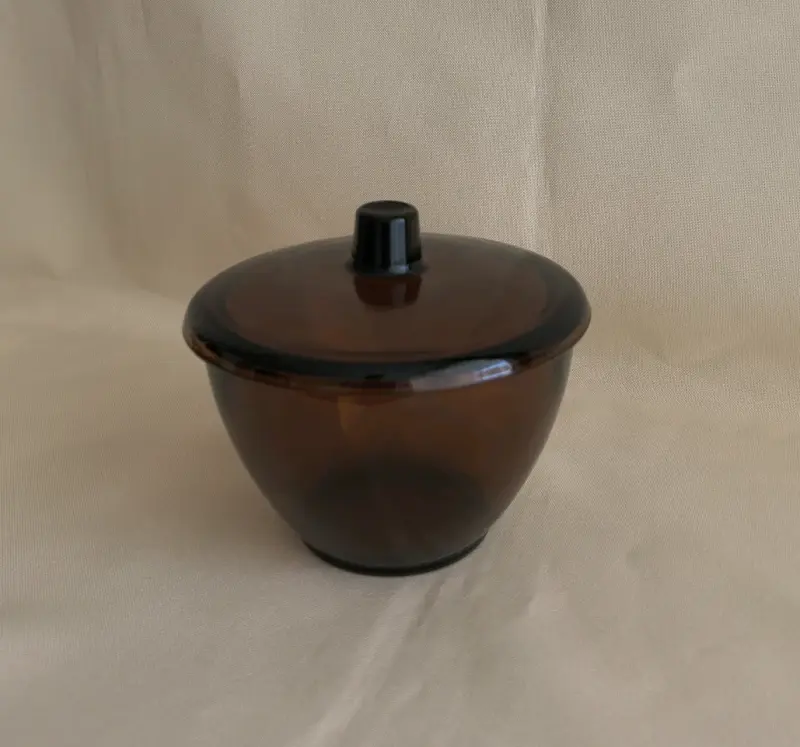 Azucarero Vintage de vidrio ámbar con tapa Futura - 1