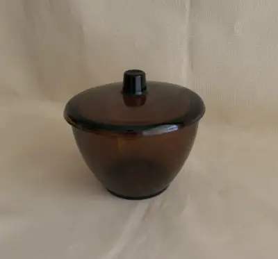 Azucarero Vintage  de vidrio ámbar con tapa Futura - miniatura 1