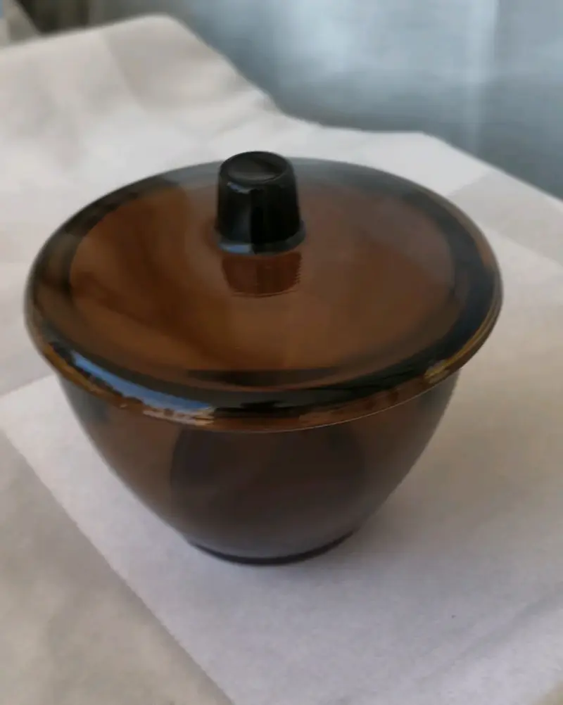 Azucarero Vintage de vidrio ámbar con tapa Futura - 2