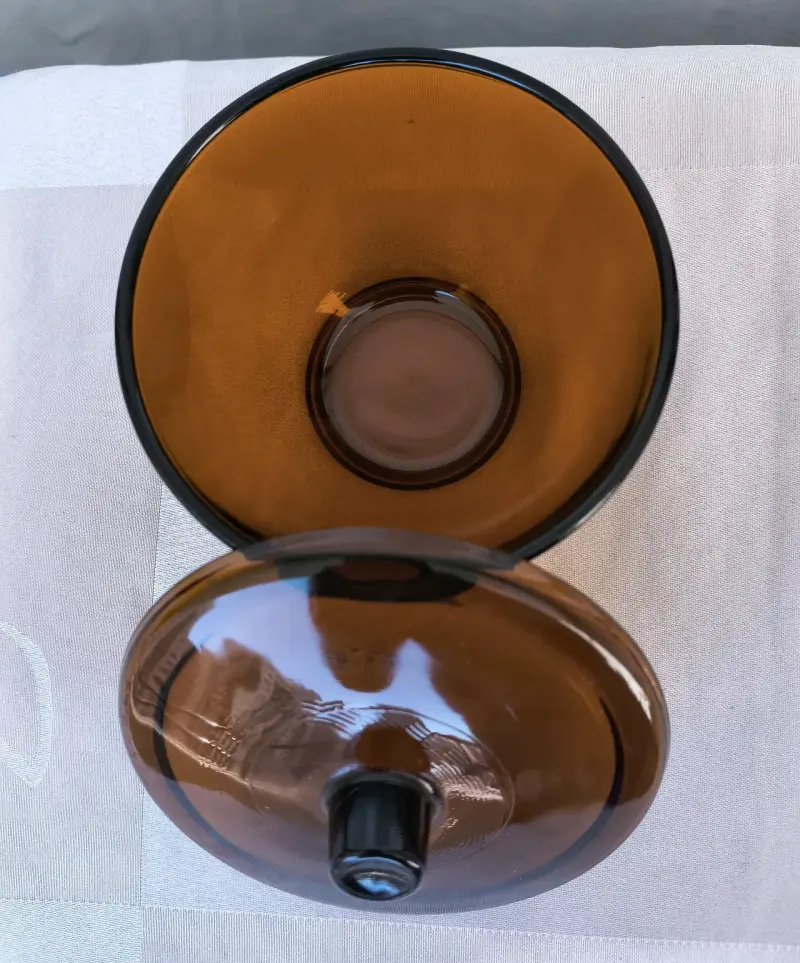 Azucarero Vintage de vidrio ámbar con tapa Futura - 3