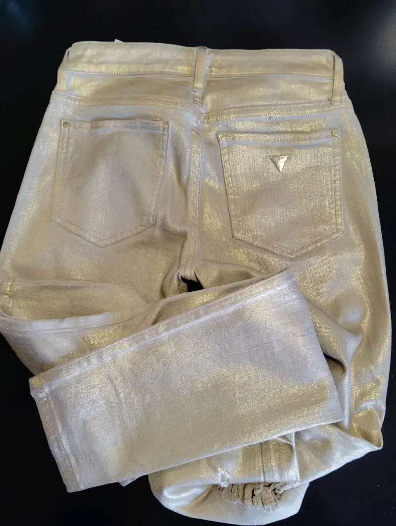 Jeans dorados desgastados para mujer - 2