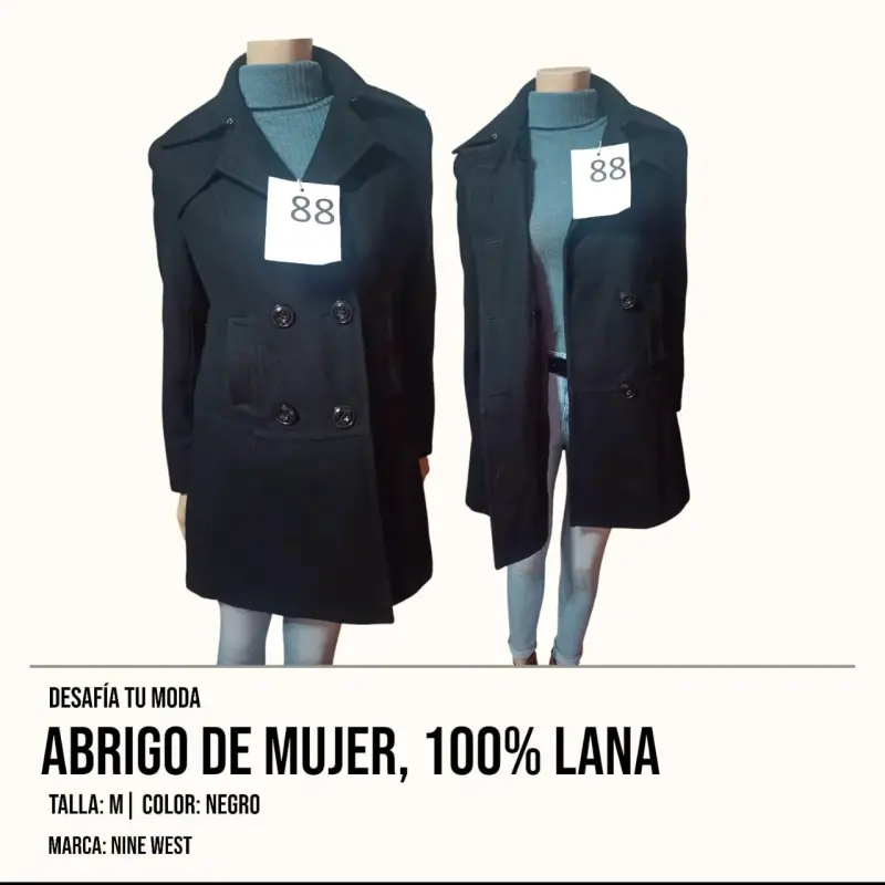 Abrigo de mujer 100% lana negro Nine West