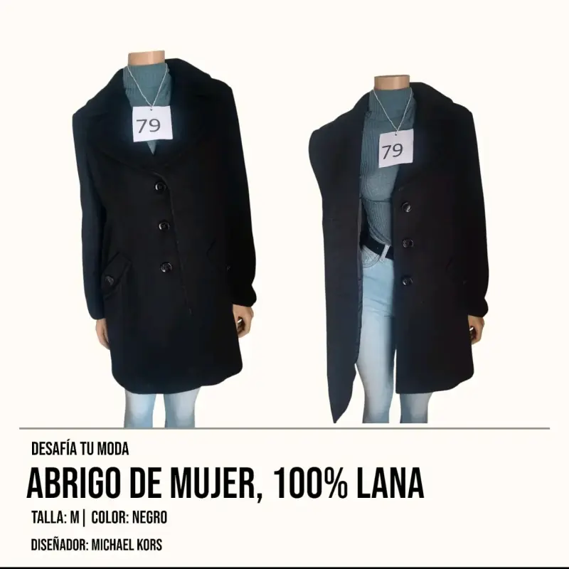 Abrigo de mujer Michael Kors negro lana