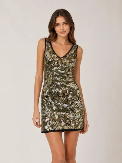 Vestido corto de lentejuelas - miniatura 1