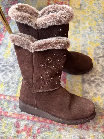 Botas de invierno marrones con forro de peluche - miniatura 2