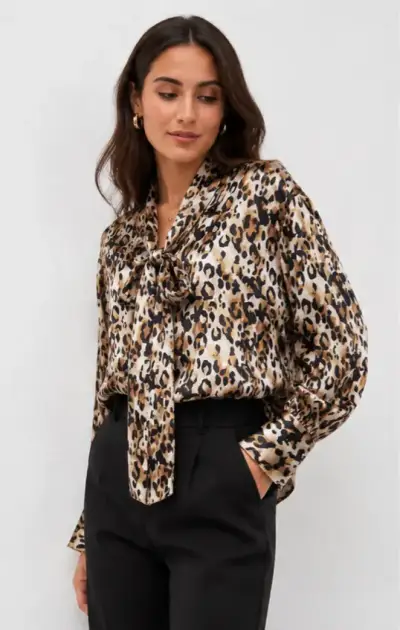 Blusa Zara-estampado animal print con lazo - miniatura 1