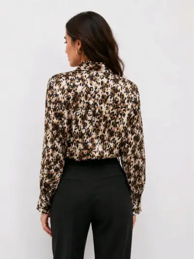 Blusa Zara-estampado animal print con lazo - miniatura 2