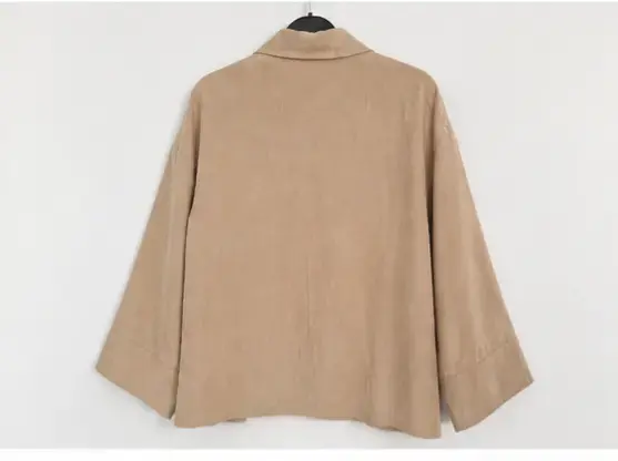 Blusa Zara- Beige gamuza manga ancha 3/4 oversize - 3