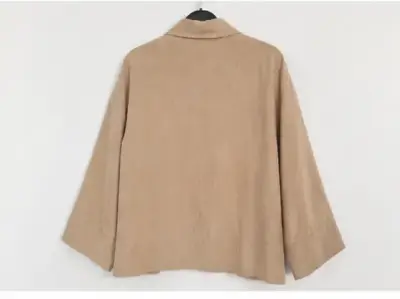 Blusa Zara- Beige gamuza manga ancha 3/4 oversize - miniatura 3