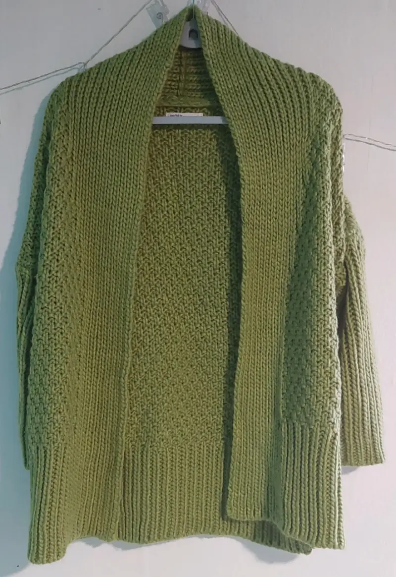 Cárdigan de punto verde oliva - 2