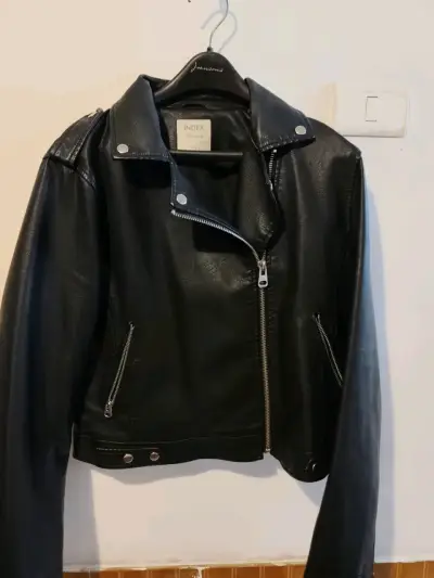 Chaqueta de cuero negra Index para mujer - miniatura 1