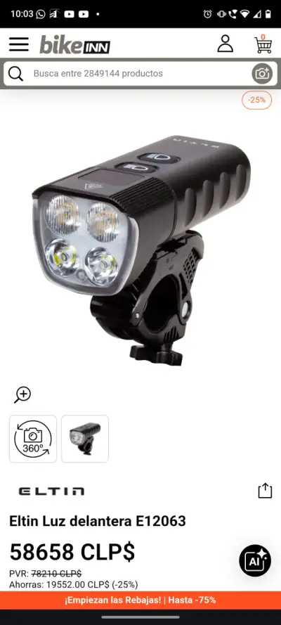 Luz delantera para bicicleta Eltin E12063 - miniatura 1